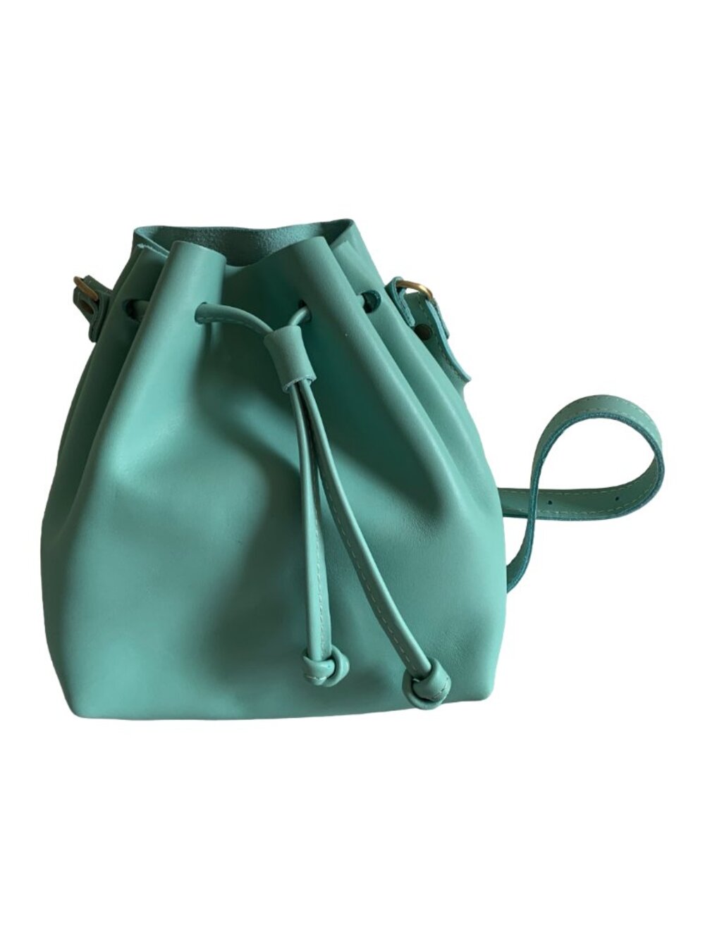 NWOT PORTLAND LEATHER Mint Green Small Bucket Bag Crossbody RARE UNICORN